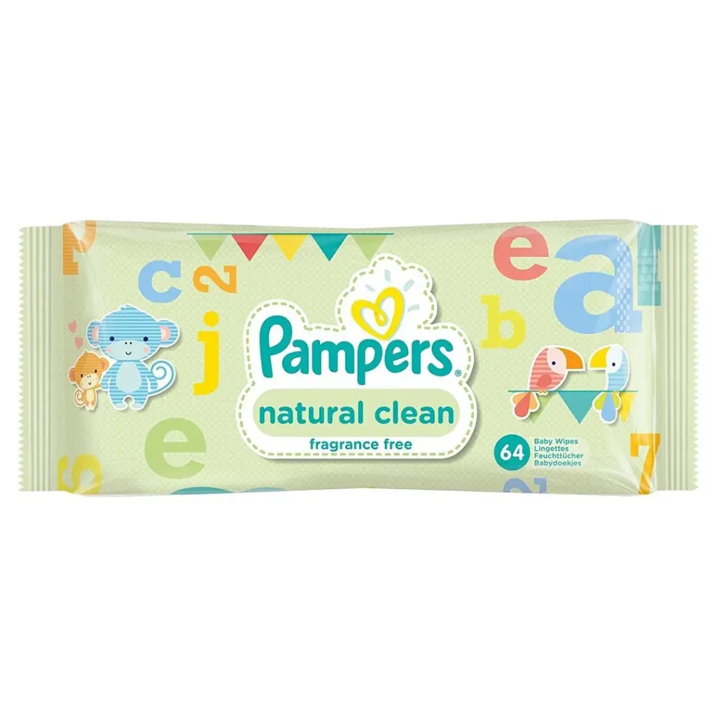 Pampers 64 Baby Wipes natural clean