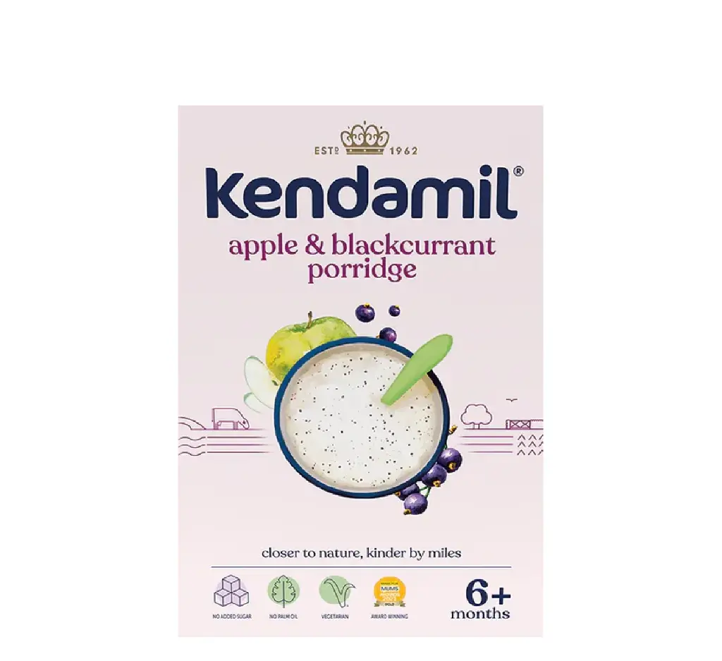 Kendamil apple and blackcurrant porridge