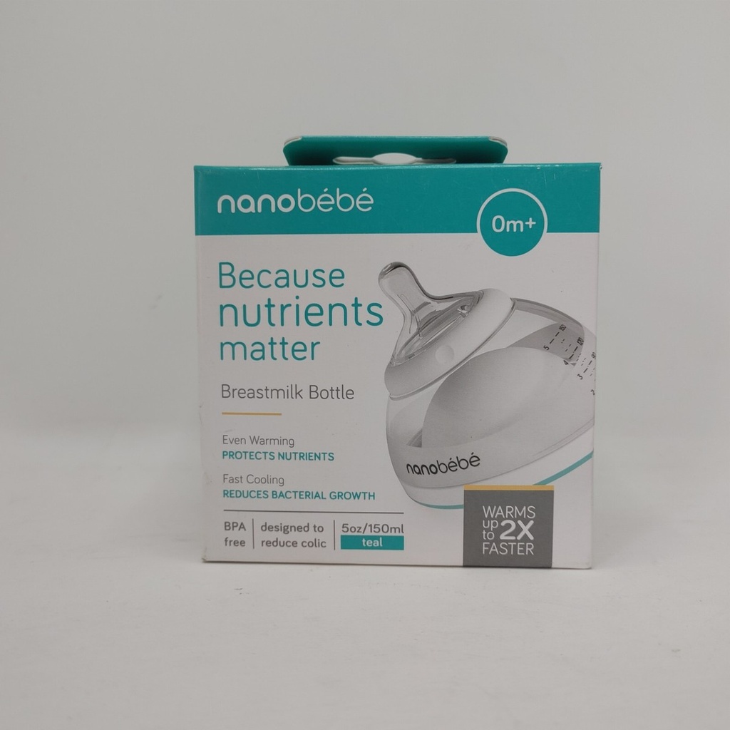 NANOBEBE BREASTMILK BOTTLE 150ML TEAL 0M+