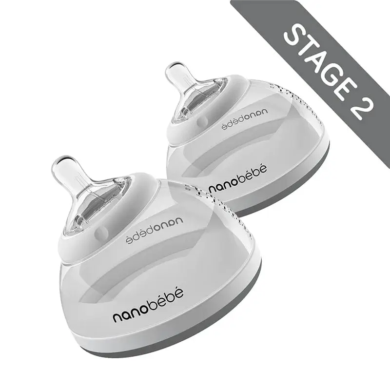 NANOBEBE TRANSITION BOTTLE 2 PACK GREY